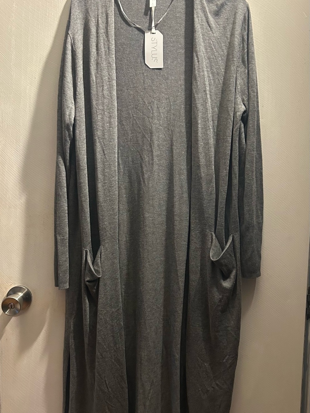 STYLUS Gray Long Open-Front Duster Cardigan